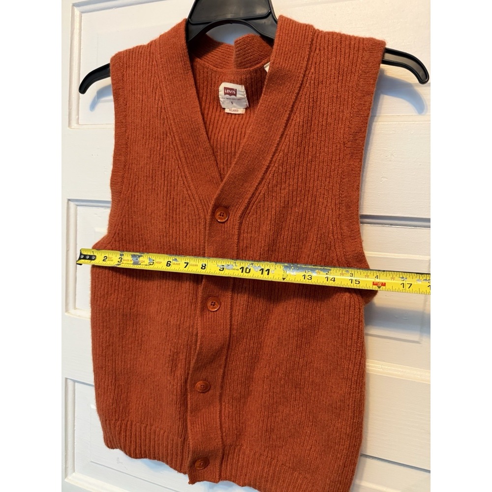 Levi's Rincon Button Down Sweater Vest Mens Small Orange Wool Blend A4325-0001 - Picture 5 of 10